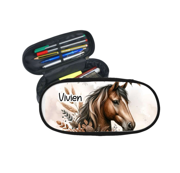 Federmäppchen Kinder mit Namen Pferd – personalisiertes Stifteetui/Stiftebox Schule Geschenk Einschulung - CreativMade