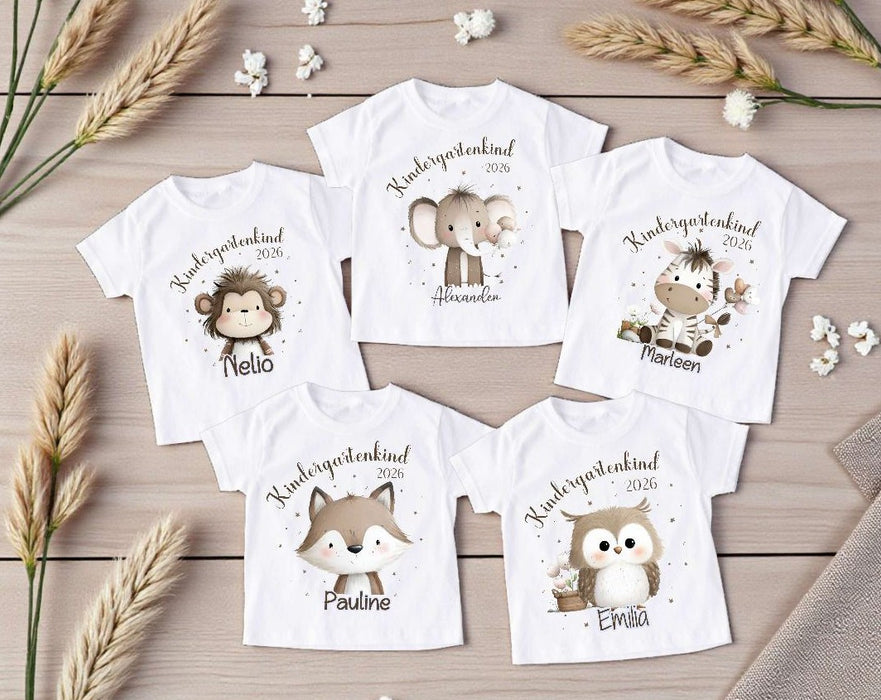 Kindergartenkind T-Shirt personalisiert mit Namen Tiere – Kita Abschluss & Vorschulkind Geschenk - CreativMade 