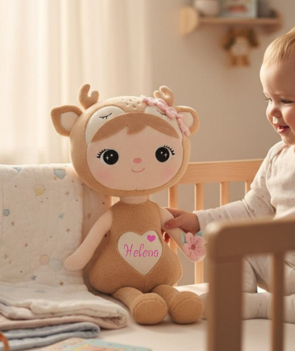 Personalisierbares Kuscheltier Reh Plüschtier – 50 cm Schmusetier mit Namen Geschenk für Babys & Kinder - CreativMade 