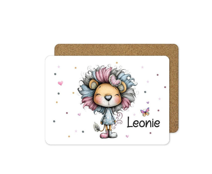 Tischset Kinder Löwe rutschfest personalisiert mit Name Platzdeckchen Platzset abwischbar - CreativMade 