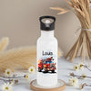 Personalisierte Trinkflasche Kinder Feuerwehrauto -  Edelstahl Trinkflasche mit Name - Strohhalm Geschenk Einschulung Geburtstag - CreativMade 