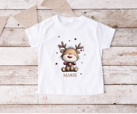 Bügelbild Kinder Rentier Weihnachten Textilaufbügler DIY Projekt Applikation hochwertiger DTF Ausdruck XL - CreativMade 