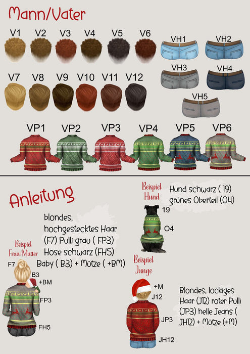 Personalisierter Christbaumschmuck mit Namen & Figuren – individueller Weihnachtsbaumanhänger für Familie, Paare & Freunde. Perfektes Weihnachtsgeschenk mit Hund - CreativMade