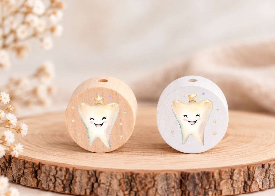 Milchzahndose Zahn Holz mit Motivscheibe | DIY & Kreativbedarf 6 x 4cm Zahndose | CreativMade .