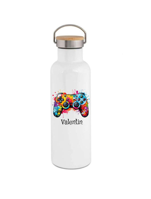 Personalisierte Kinder Trinkflasche mit Namen Controller – Edelstahl Thermosflasche auslaufsicher für Kindergarten & Schule - CreativMade