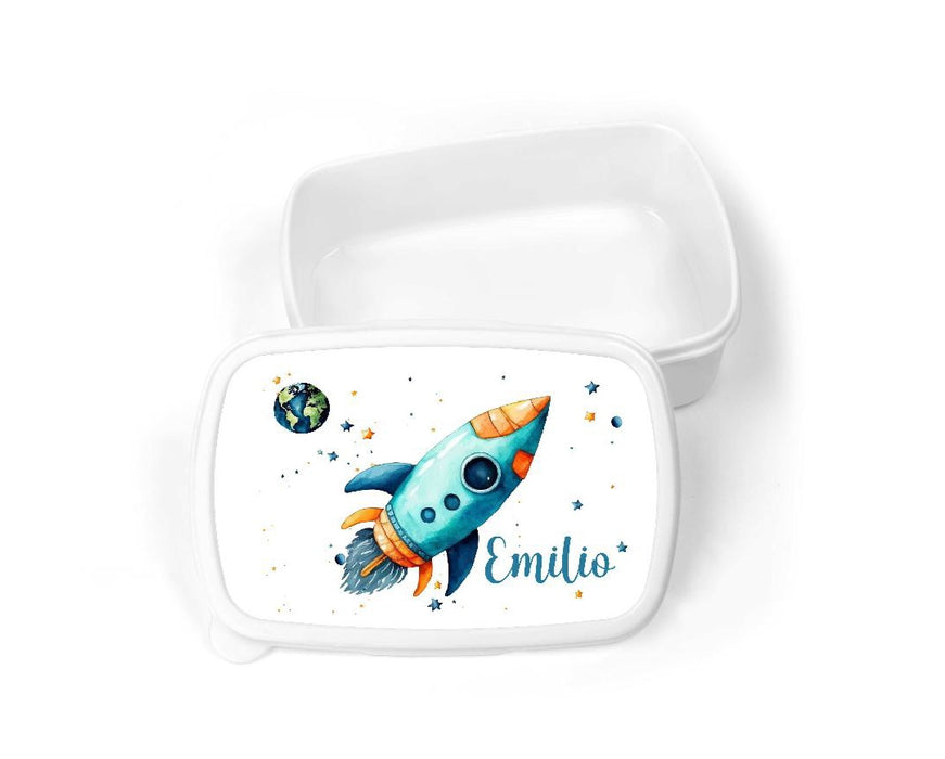 Set Brotdose Trinkflasche und Rucksack personalisiert mit Namen Rakete Kinder Edelstahl Flasche Kita Kindergarten Kinderrucksack - CreativMade