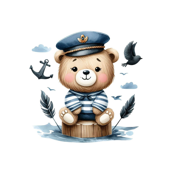 Bügelbild für Kinder – Maritim Teddybär - niedliches Motiv zum Aufbügeln – DIY Textilbild für T-Shirts, Rucksäcke & mehr - CreativMade