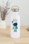 Personalisierte Kinder Trinkflasche mit Namen Rakete Astronaut – Edelstahl Thermosflasche auslaufsicher für Kindergarten & Schule - CreativMade