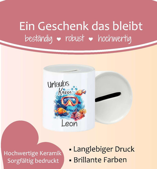 Personalisierte Reisekasse aus Keramik – Urlaubskasse mit Namen - CreativMade