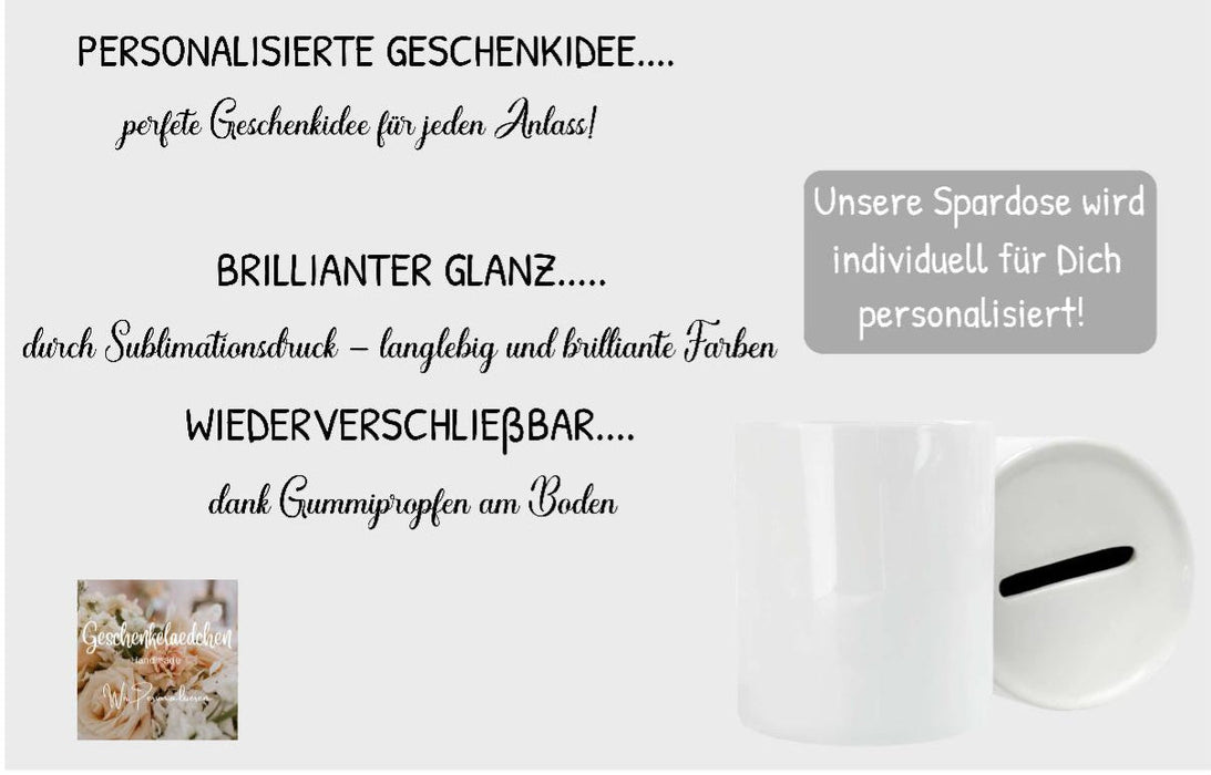 Spardose Kinder personalisiert mit Name Eule Mädchen Keramik Kinderspardose Geschenk Geburt Geburtstag Einschulung Taufe - CreativMade 