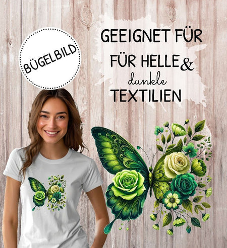 Bügelbild Schmetterling Erwachsene Aufbügelmotiv Textilaufbügler für Kleidung & Stoffe DIY Transferbild & Geschenkidee Damen - CreativMade