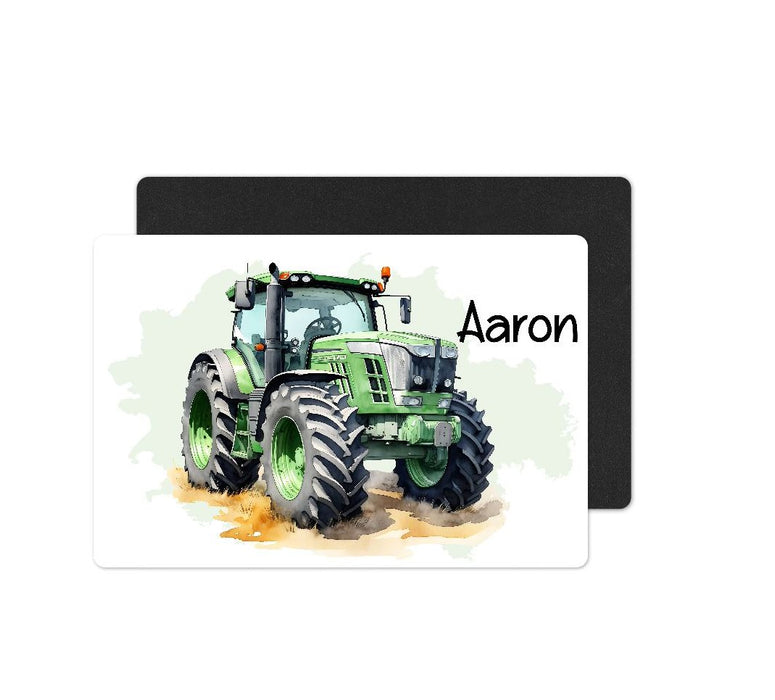 Kinder Tischset personalisiert mit Namen Traktor - abwischbar und rutschfest Platzdeckchen Platzset Tischunterlage - personalisierte Tasse Emaille & Keramik - CreativMade 