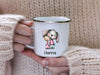 Kindertasse personalisiert mit Namen Hase Mädchen Emaille Keramik Kunststoff Geschenk - CreativMade 