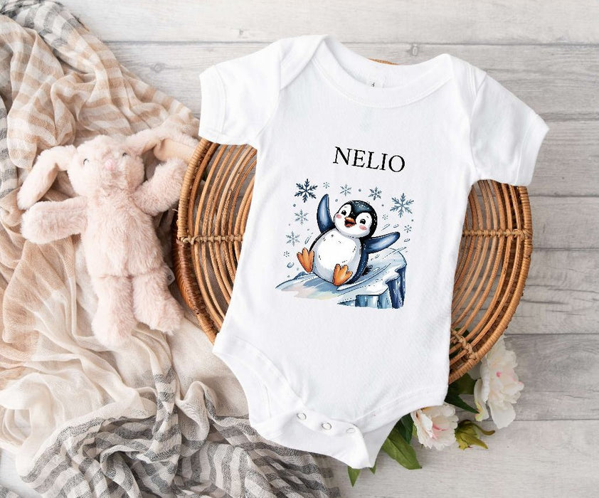 Bügelbild Kinder Pinguin Weihnachten Textilaufbügler DIY Projekt Applikation hochwertiger DTF Ausdruck XL - CreativMade 