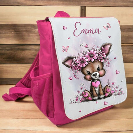 Kindergarten Set personalisiert Reh – Rucksack, Trinkflasche & Brotdose mit Namen Kitakind - CreativMade 