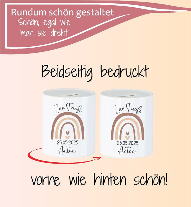 Personalisierte Taufspardose aus Keramik – Spardose zur Taufe mit Namen - CreativMade