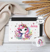 Kinder Tischset personalisiert mit Namen Einhorn - abwischbar und rutschfest Platzdeckchen Platzset Tischunterlage - personalisierte Tasse Emaille & Keramik - CreativMade 
