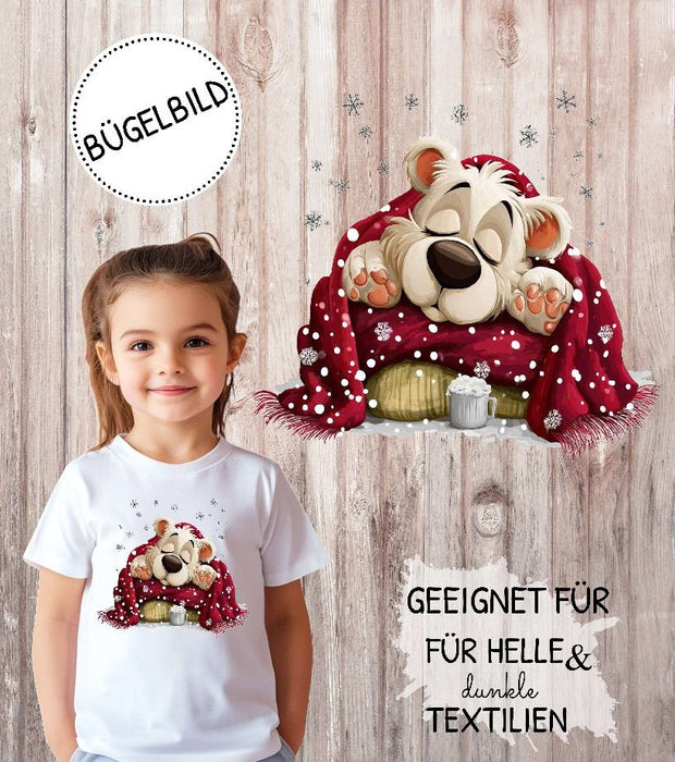 Bügelbilder für Kinder Bär  – Weihnachtsmotive, Wintermotive & Herbstmotive zum Aufbügeln – DIY Textilaufbügler für Kleidung & Geschenke - CreativMade 