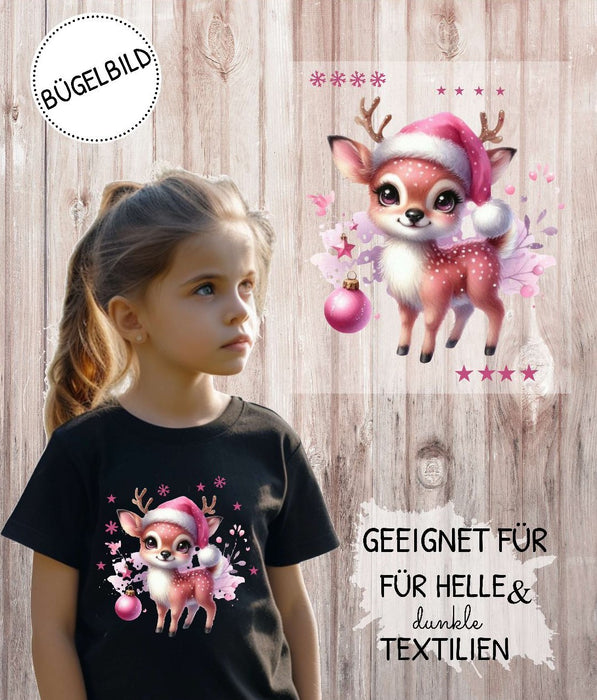 Bügelbilder für Kinder Reh – Weihnachtsmotive, Wintermotive & Herbstmotive zum Aufbügeln – DIY Textilaufbügler für Kleidung & Geschenke - CreativMade