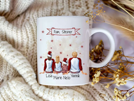 Tasse Personalisierte Weihnachtstasse Familie & Freunde – Keramik mit Namen Weihnachtsgeschenk - CreativMade 