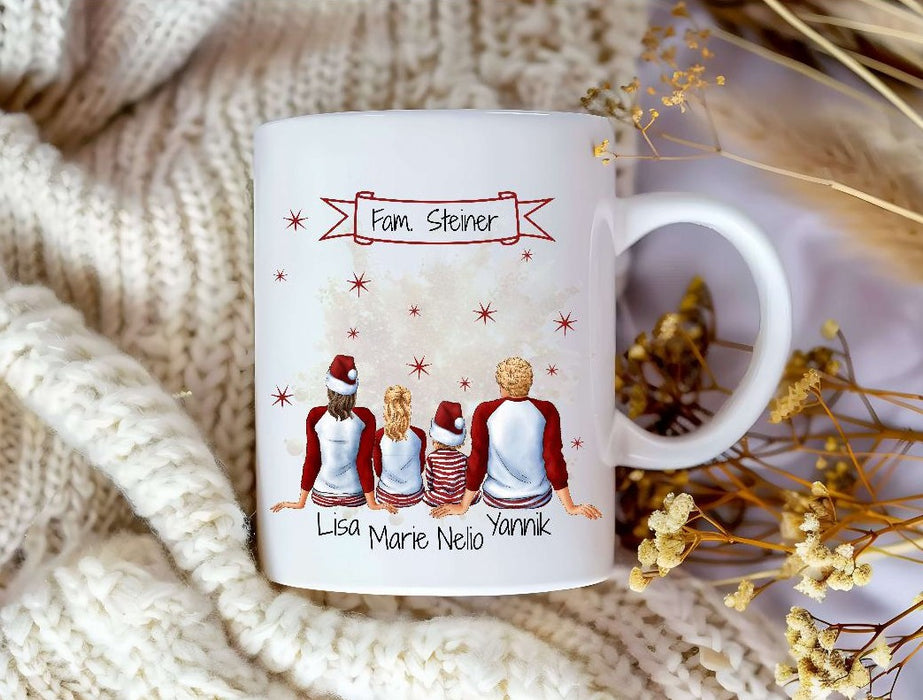 Tasse Personalisierte Weihnachtstasse Familie & Freunde – Keramik mit Namen Weihnachtsgeschenk - CreativMade 