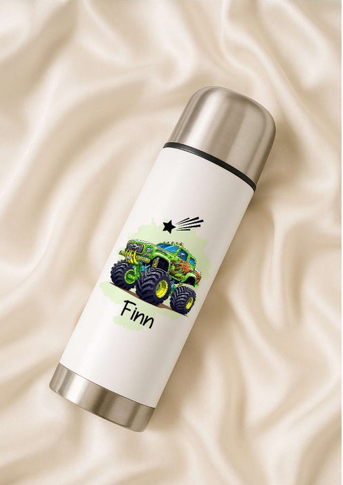 Personalisierte Thermoskanne Monstertruck aus Edelstahl für Kinder mit Namen, für Schule &  Kindergarten - CreativMade 