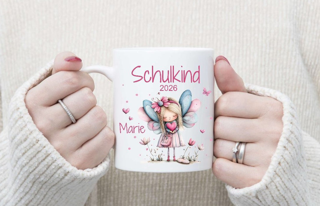Personalisierte Einschulungstasse Fee Mädchen Schulkind Tasse mit Name Keramik - CreativMade