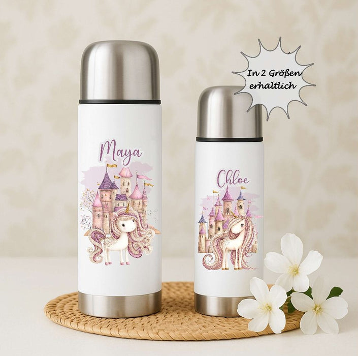 Thermoskanne personalisiert mit Namen Einhorn Edelstahl Isolierflasche Thermoflasche Geschenkidee - CreativMade