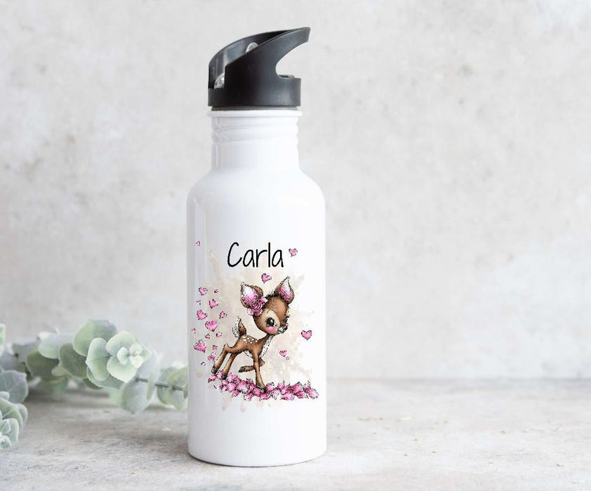 Brotdose & Trinkflasche personalisiert - Reh - Kinder Set mit Namen Edelstahl Trinkflasche - CreativMade 