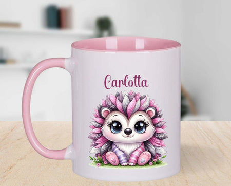 Personalisierte Tasse Igel Kindertasse mit Name Mädchen Emaille Keramik Namenstasse - CreativMade