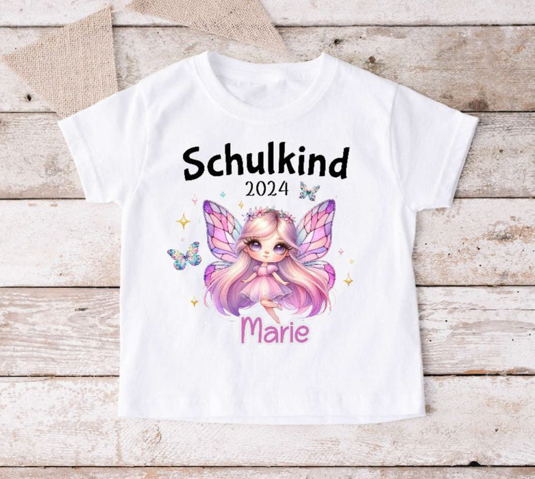 T-Shirt Schulkind Elfe mit Name personalisiert Mädchen Einschulungsshirt Einschulung erste Klasse Geschenk - CreativMade 