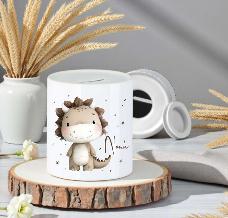 Personalisierte Kinderspardose mit Namen Tierfreunde Keramik Spardose zur Einschulung, Geburt oder Taufe - CreativMade