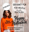 Bügelbild Happy Halloween Schriftzug Halloween Aufbügelmotiv für helle & dunkle Textilien DIY Aufbügler für T-Shirt, Pullover & Kostüm - CreativMade