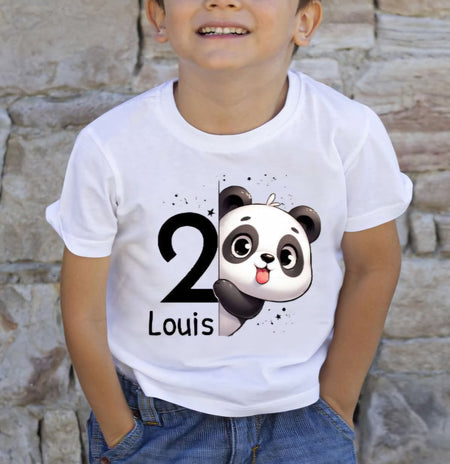 Kinder Geburtstagshirt personalisiert mit Namen Pandabär Jungen erster Geburtstag Kinder T-Shirt Geburtstag - CreativMade