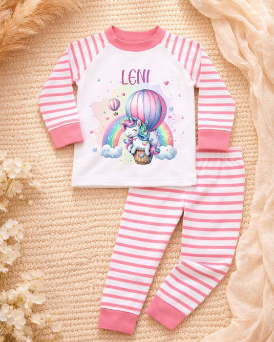 Kinder Schlafanzug mit Namen Einhorn – Personalisierter Pyjama für Babys Mädchen - CreativMade
