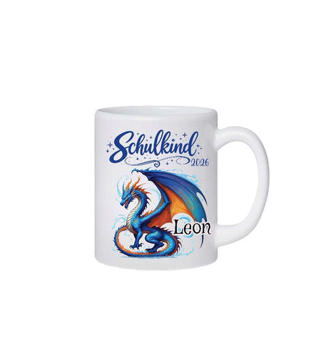 Schulkind Tasse personalisiert Drache Jungen Einschulungstasse mit Namen Geschenk Einschulung Erstklässler - CreativMade