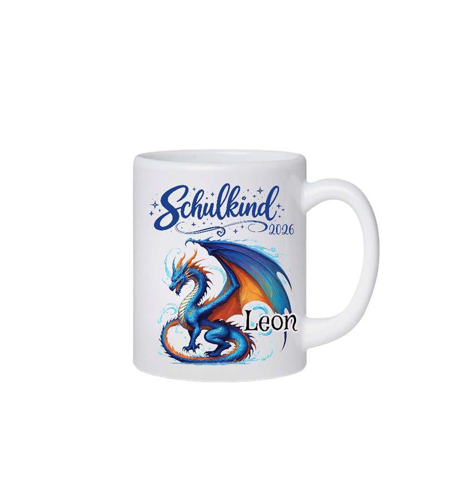 Schulkind Tasse personalisiert Drache Jungen Einschulungstasse mit Namen Geschenk Einschulung Erstklässler - CreativMade