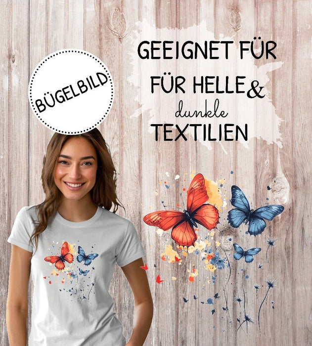 Bügelbild Schmetterling Erwachsene Aufbügelmotiv Textilaufbügler für Kleidung & Stoffe DIY Transferbild & Geschenkidee Damen - CreativMade