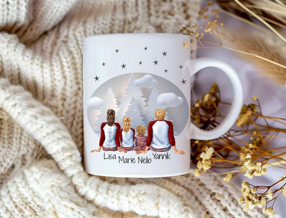 Tasse Personalisierte Weihnachtstasse Familie & Freunde – Keramik mit Namen Weihnachtsgeschenk - CreativMade 