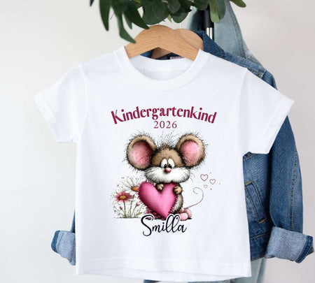 Kindergartenkind T-Shirt personalisiert mit Namen Maus– Kita Abschluss & Vorschulkind Geschenk - CreativMade 