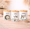 Kinder Spardose mit Name Löwe – Personalisierte Spardose für Kinder Keramik mit Bambusdeckel für Jungen oder Mädchen Waldtiere Safari Tiere Zootiere - CreativMade