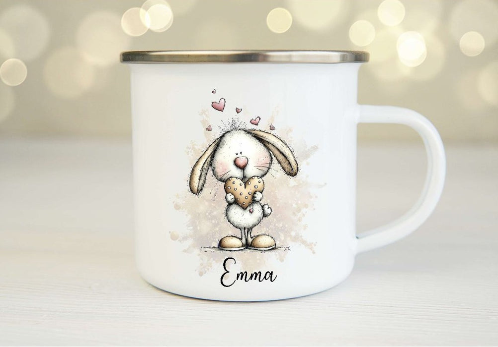 Personalisiertes Kinder Trinkflaschen- & Tassen-Set mit Namen Hase – Edelstahl Trinkflasche 500 ml für Schule & Kindergarten - CreativMade