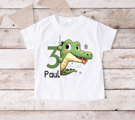 Kinder Geburtstagshirt personalisiert mit Namen Krokodil Jungen erster Geburtstag Kinder T-Shirt Geburtstag - CreativMade
