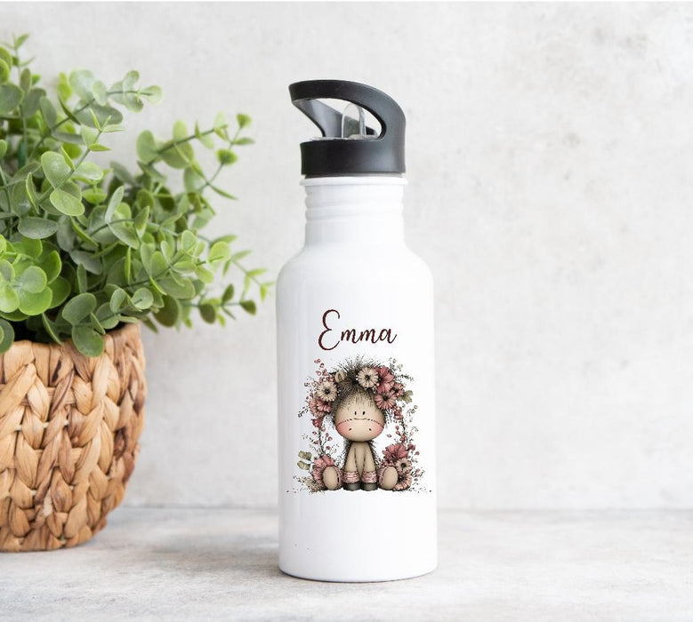 Personalisiertes Kinder Trinkflaschen- & Tassen-Set mit Namen Einhorn – Edelstahl Trinkflasche 500 ml für Schule & Kindergarten - CreativMade