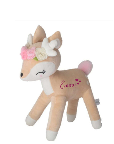 Kuscheltier Reh mit Name personalisiert Mädchen Stofftier Plüschtier Baby Geburt - CreativMade 