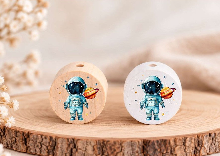 Milchzahndose Astronaut Holz mit Motivscheibe | DIY & Kreativbedarf 6 x 4cm Zahndose | CreativMade .