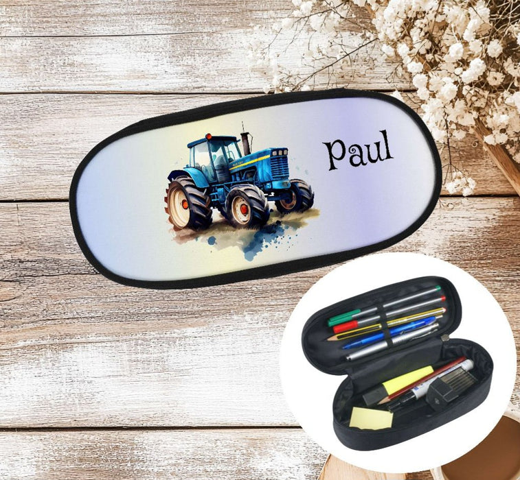 Federmäppchen Kinder mit Namen Traktor – personalisiertes Stifteetui/Stiftebox Schule Geschenk Einschulung - CreativMade