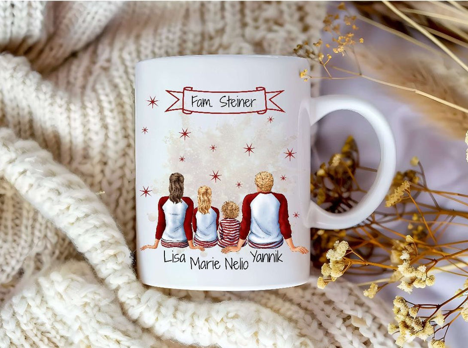 Tasse Personalisierte Weihnachtstasse Familie & Freunde – Keramik mit Namen Weihnachtsgeschenk - CreativMade 