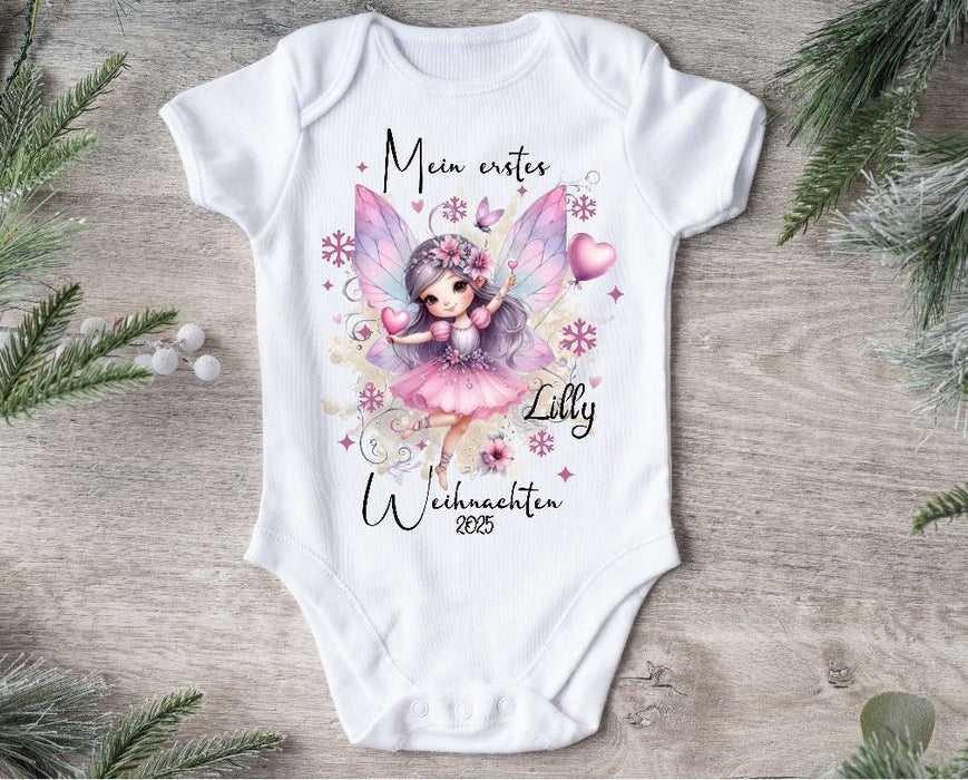 Mein erstes Weihnachten Baby-Body Ballerina – personalisiert Weihnachtsoutfit aus Baumwolle (0–18 Monate) Strampler - CreativMade 