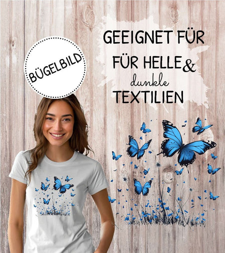 Bügelbild Schmetterling Erwachsene Aufbügelmotiv Textilaufbügler für Kleidung & Stoffe DIY Transferbild & Geschenkidee Damen - CreativMade